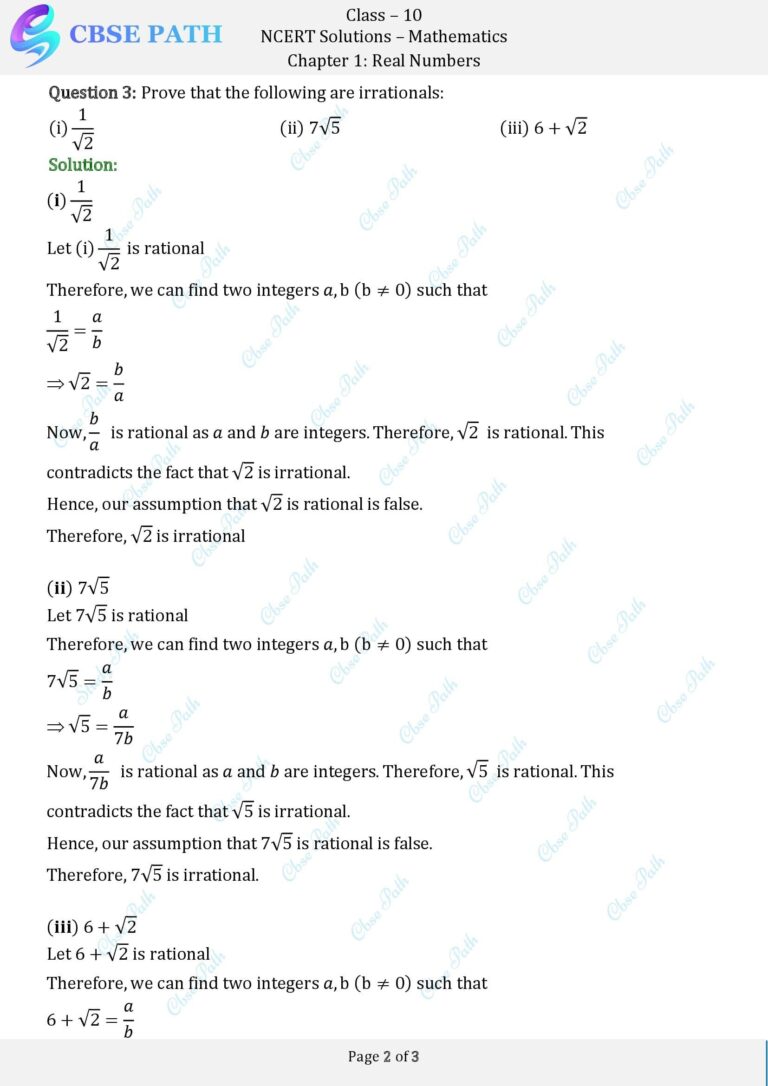 NCERT Solutions for Class 10 Maths Exercise 1.2 Real Numbers (2024-25 ...