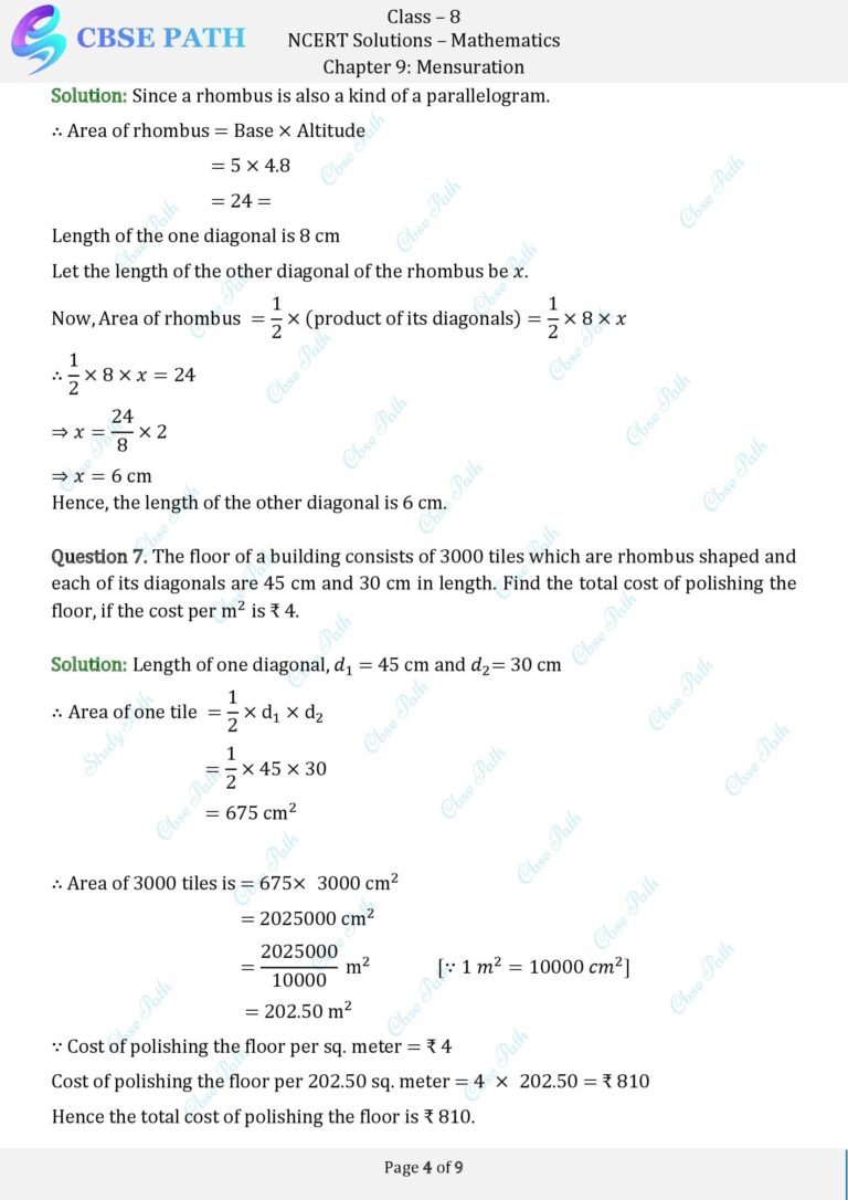 NCERT Solutions for Class 8 Maths Exercise 9.1 Mensuration (2024-25 ...