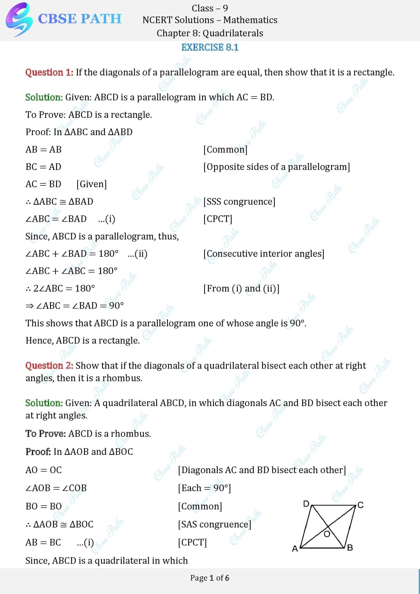 Class 9 Maths Exercise 8.2 Solutions